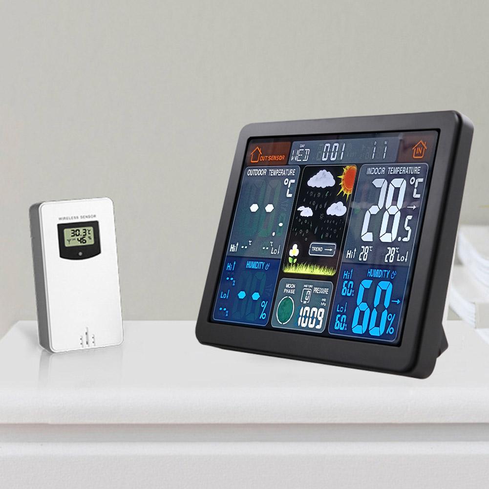 Weather Station Alarm Clock Wireless Thermometer Digital Alarm Clock with Outdoor Sensor Temperature/Humidity for Bedroom Office