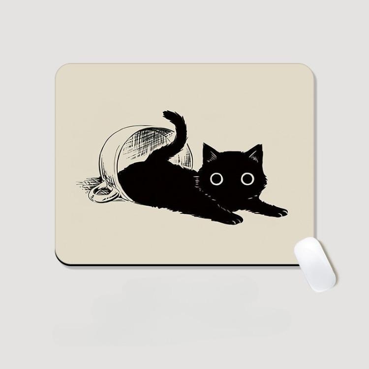 Cute Black Cat Small Mouse Pad Female Non-slip Cushion Office Entertainment Thickened Computer Desk Pad Wrist Pad