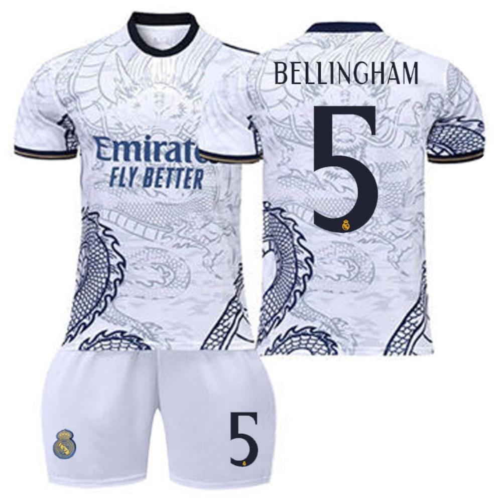 Real Madrid 2023/2024 Maglia da Casa per Bambini Bellingham Bianca Maglia da Calcio per Bambini Regalo per la Giornata dei Bambini