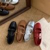 Flat French small red Mary Jane single shoes shoes 2025 summer with skirt wedding shoes ballet evening shoes