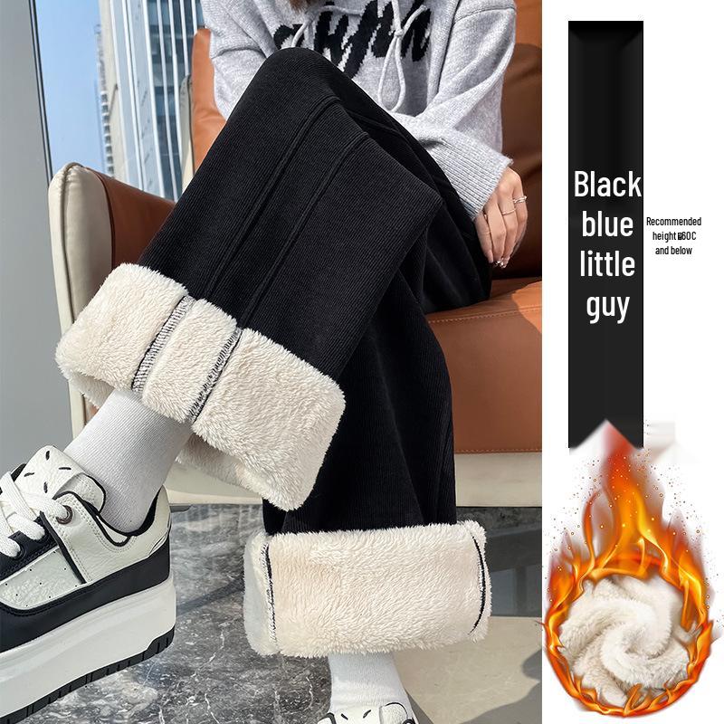 2025 Versatile Lambswool Warm Commuting Pants: Autumn/Winter Plus Velvet Casual Slit Style