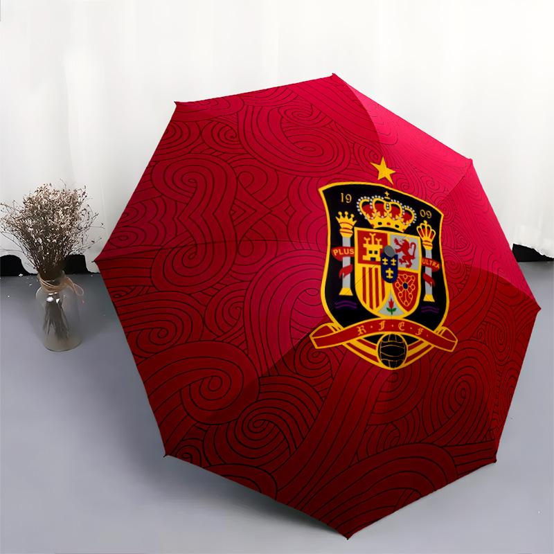Spain National Football Teampattern, automatic folding umbrella, portable and foldable design, 8 ribs, a Christmas or birthday gift.