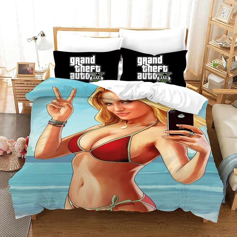 Exquisite Game GTA V printed Bedding Set Duvet Cover Set 2/3pcs For Boys girls Adult Bedroom Decoration Single Twin Full size