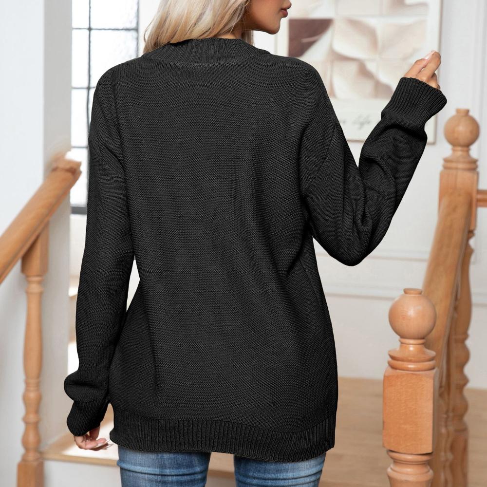 IHUASU Women's Design Button Sweater Women's Loose Autumn and Winter Long Sleeve Knitwear