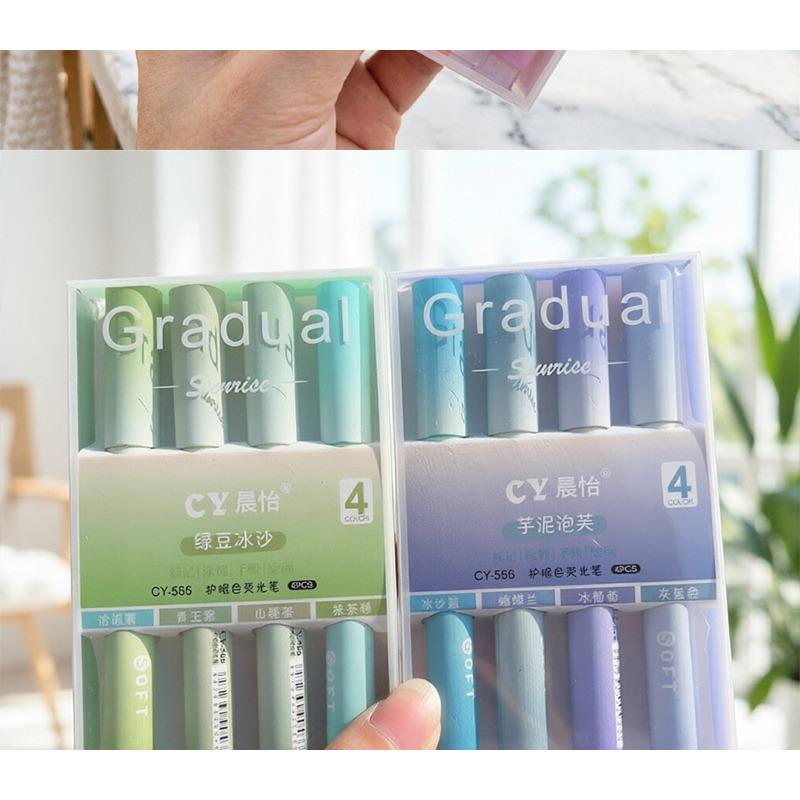 Gradient Color Large Capacity Highlighter For Student Note Marking And Journal Graffiti