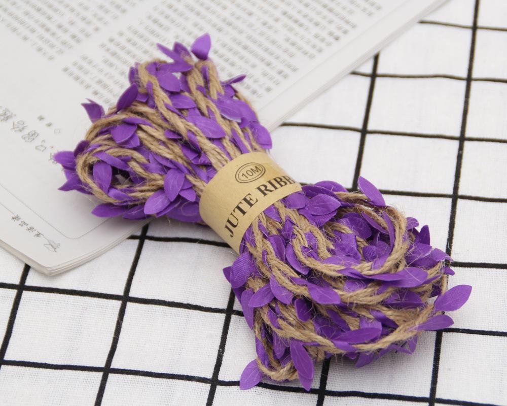 10M Simulation Green Leaves Weaving Hemp Rope DIY Wedding Birthday Wedding Decoration Rattan Gift Bouquet Packaging Rope