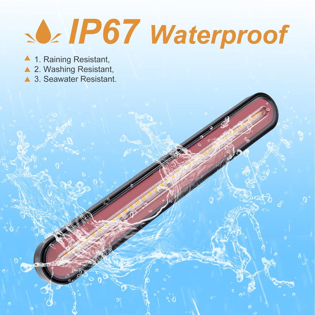 13-inch 126 LED Trailer Tail Light Bar Steering Tail Light Brake Light Bar 12V Universal for Pickup Truck Car Boat Pickup