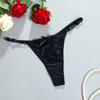 Women's Thong Adjustable Waistband Glossy Satin Solid Color Underwear Low Waist Smooth Silk Bowknot Female Underpants