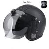 Retro Vintage Helmet Motorcycle 3/4 Open Face DOT approved visor PU leather Casco Moto Helmet Motocross helmets With Goggle Mask