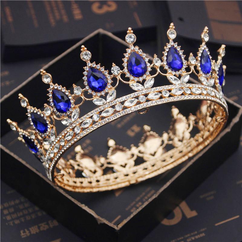 Bride Royal Purple Crystal Queen King Tiaras and Crowns Bridal Pageant Diadem Head Ornament Wedding Hair Jewelry Accessories