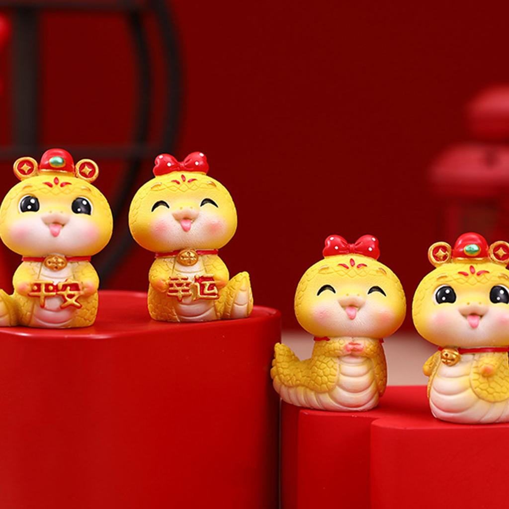 Resin Chinese Snake Figure Snake Year Statue Fengshui Ingot Animal Sculpture for New Year Home Decoration
