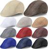 Atmungsaktive Leinen-Baskenmütze für Frühling und Herbst - Unisex-Sonnenhut, einfarbig, hohles Design.