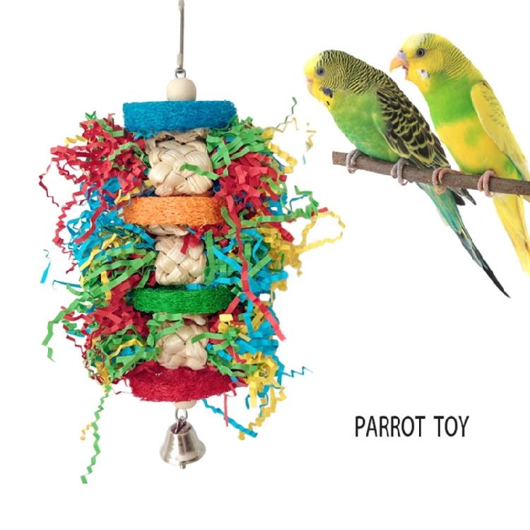 Papageien Kauspielzeug für große Vögel Luffa Stroh Käfigspielzeug zum Kauen Geflochtene Maiskolbenschalenstreifen Käfigzubehör
