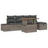 Garden Sofa Set with Cushions and Storage 6 Pcs Grey Poly Rattan
