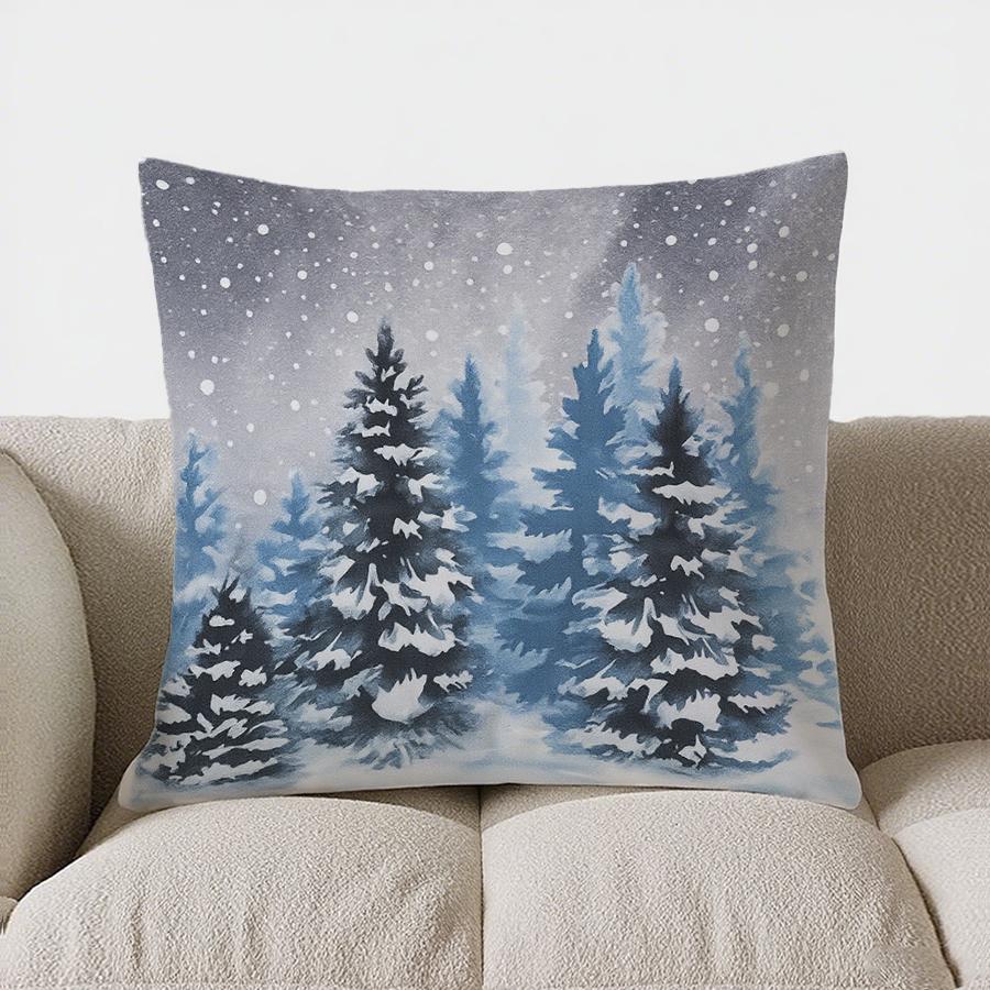 Home Decor Blue Car With Tree & Gifts Christmas Pillow Pattern Cushion Cover Suitable For Sofa Bedroom Car Pillow Cover