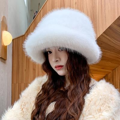 Fleece Cashmere Hat Autumn Winter Hats Faux Fox Fur Hat Beret Thickened Dome Hat Warm Princess Hats Women Beret