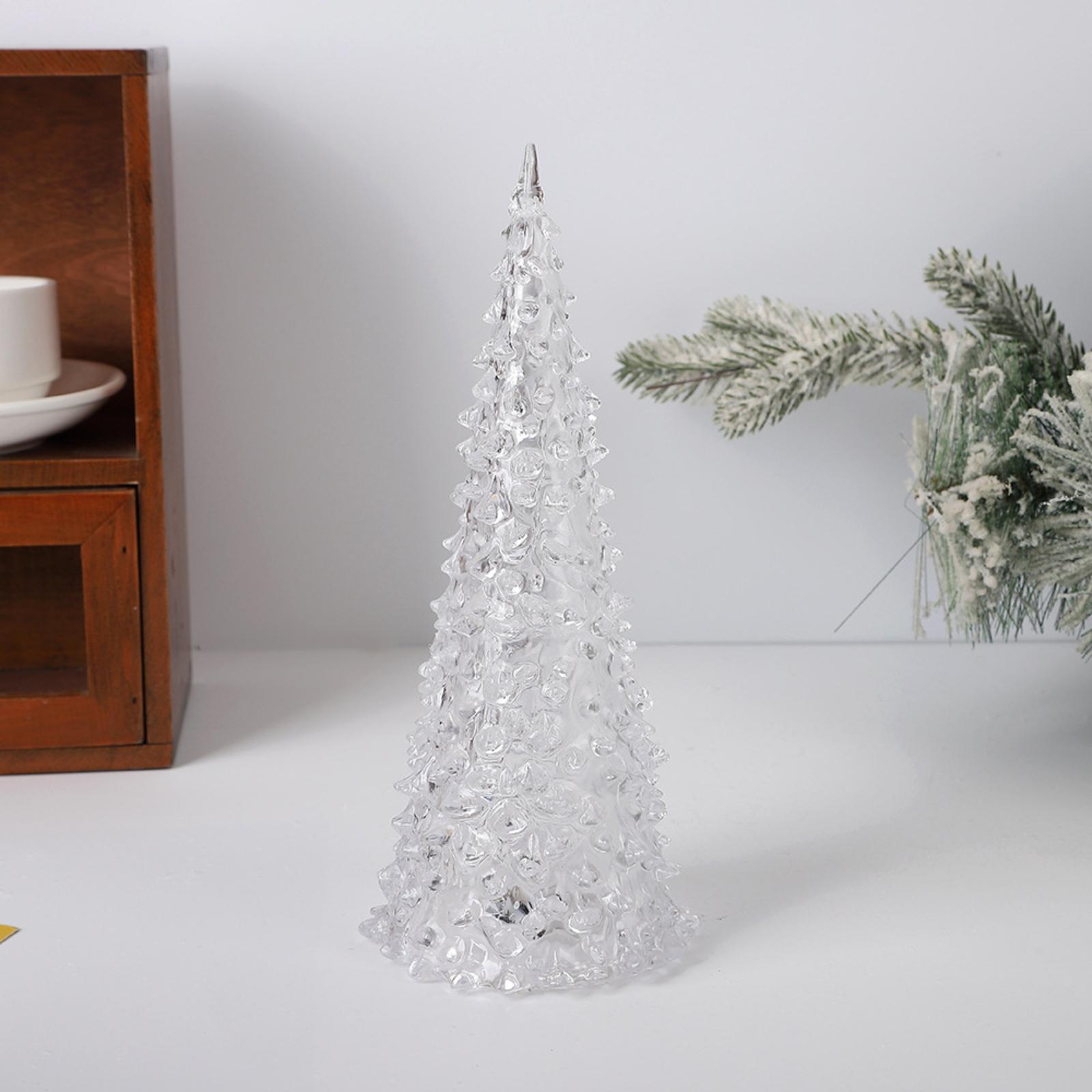 

Разноцветная акриловая рождественская елка, рождественский подарок, промо-светодиодная подсветка, настольное украшение, сердечный подарок One Size белый