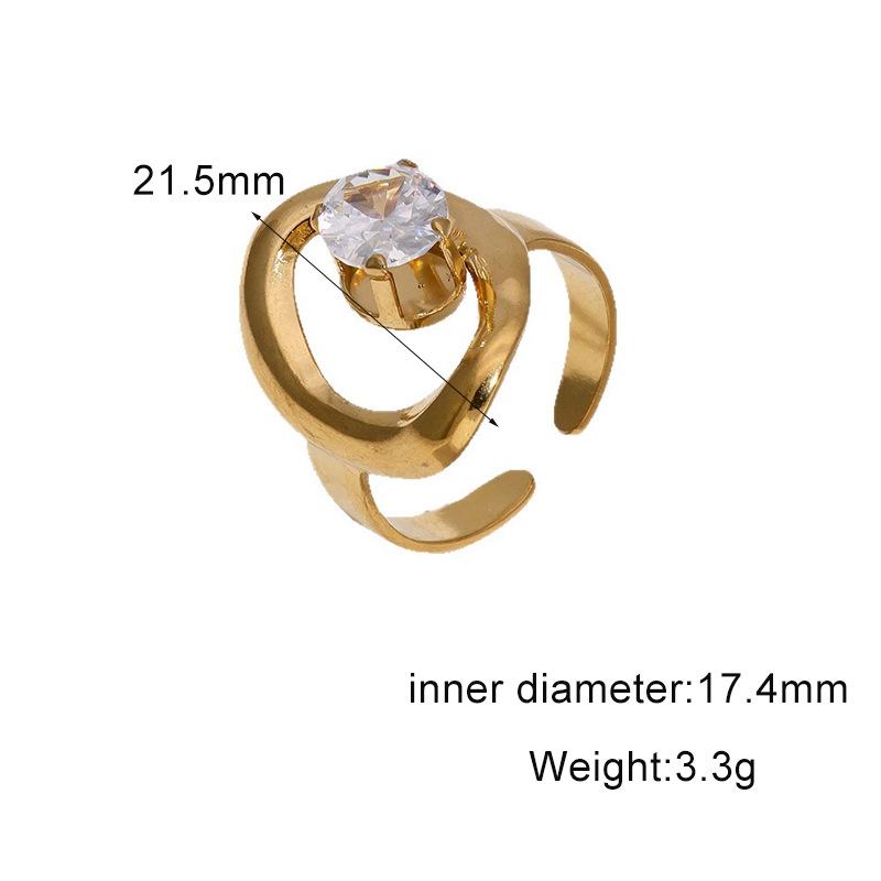 18K Gold European & American Zirconium Titanium Steel Hollow Ring - Non-Fading Design