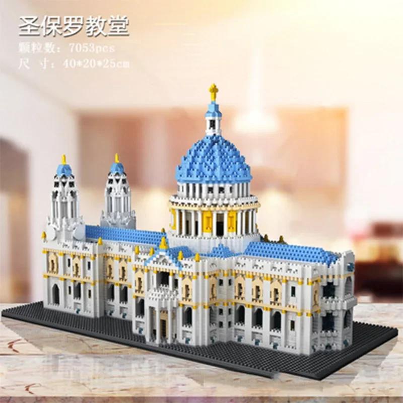 World City Architecture Mini Blocks Greece Santorini Building Bricks  St Paul Cathedral Toy Girl Birthday Valentine Day Present