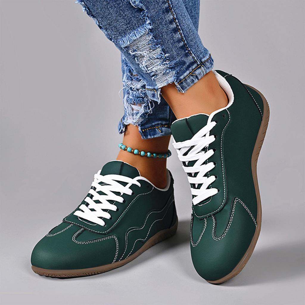 Damen Rund Zehen Schnürung Lässige Flache Schuhe Leicht Bequem Rutschfeste Sohle Langlebige Laufschuhe