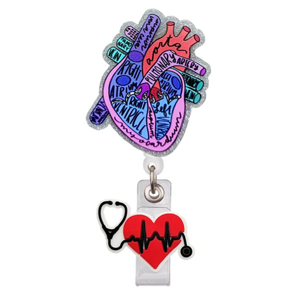 Acrylic Halloween Ghost Badge Holder Rotating ID Badge Clip Retractable Badge Reel Halloween Gift for Doctor Nurse