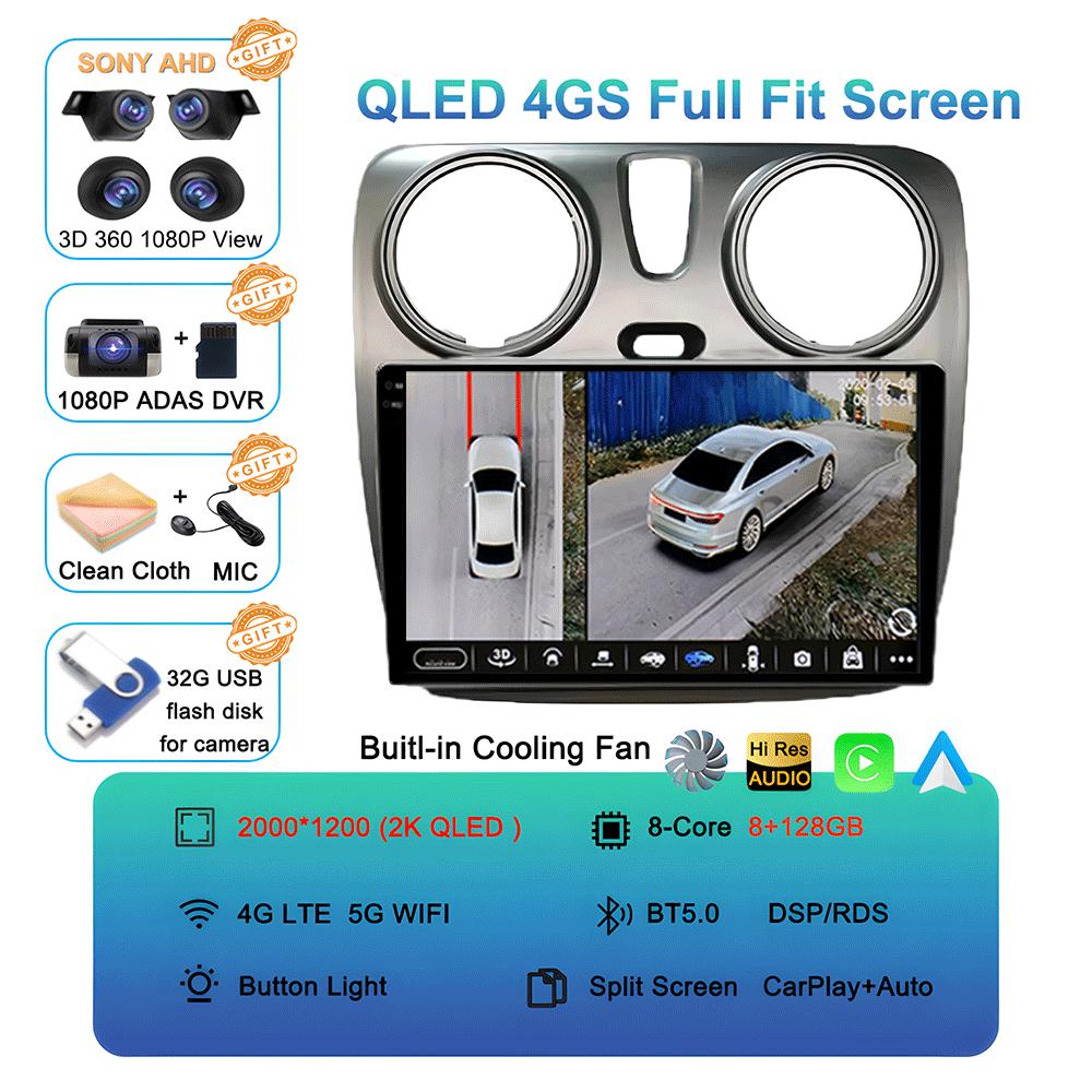 Android 14 Carplay Auto WIFI+4G For Renault Lodgy Dacia Dokker 2012-2020 Video Player Car Radio Multimedia Navigation GPS Stereo