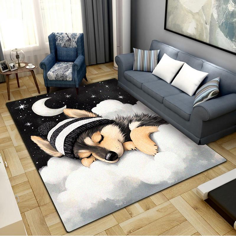 Good Night Dogs Carpet Rug for Living Room Bedroom Home Sofa Decoration,Kids play Non-slip Floor Mat