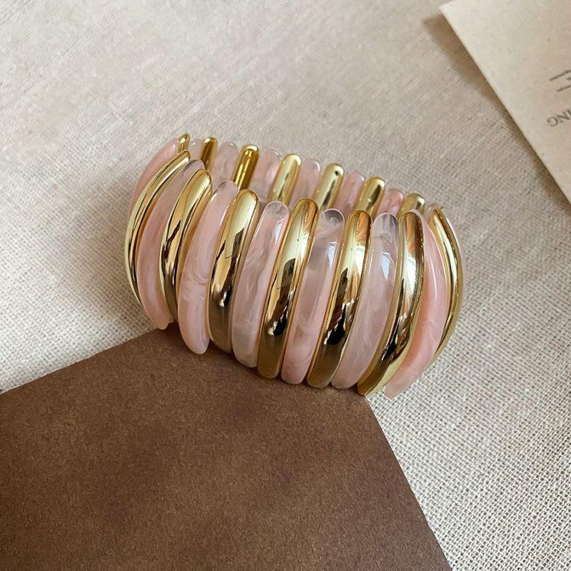 Bracciale Ovale in Acrilico Marmo Europeo e Americano - Pezzo di Gioielleria Retro alla Moda
