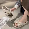 Bow popular slippers women's summer wear 2025 new soft-soled non-slip pregnant women sandals go out one-word shoes women