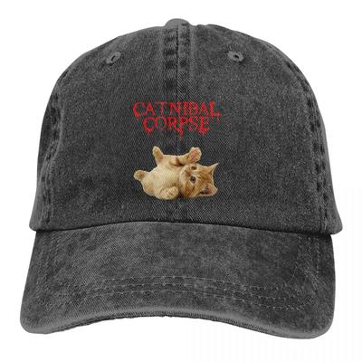 Einfarbige Cowboyhüte Catnibal Corpse Damenhut Sonnenschirm Baseballkappen Heavy Mental Katze Meme Schirmmütze Trucker Dad Hat