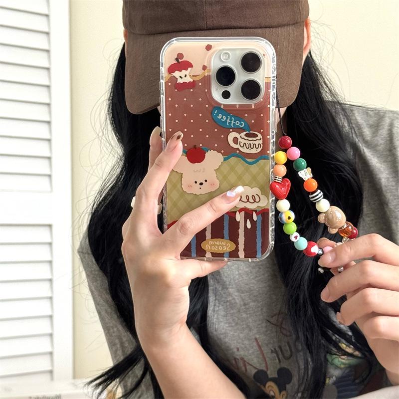 Fun Argyle Polka Dot Cartoon Dog Case for iPhone 16ProMax/15/14/17
