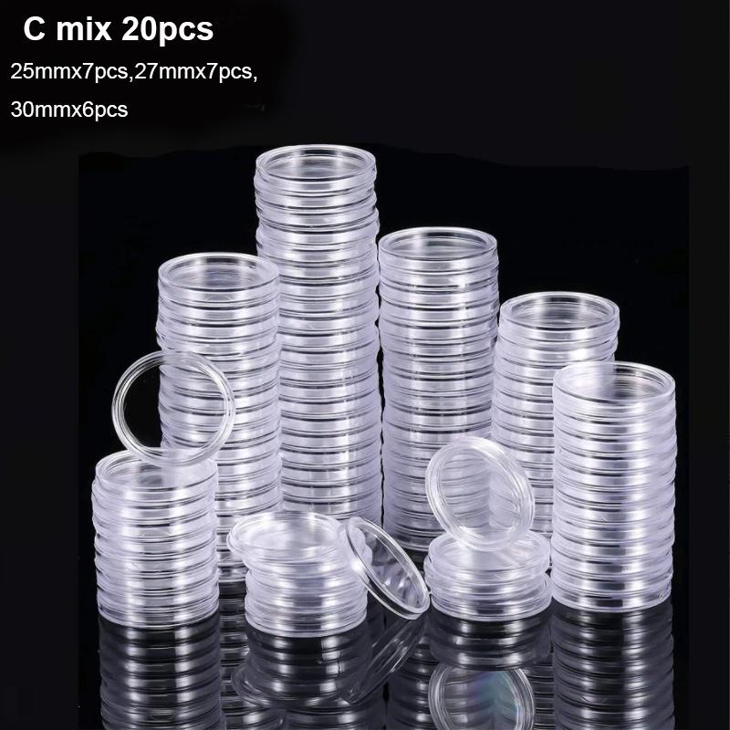 10/100p 21-46mm Transparent Plastic COINN Holder COINN Collecting Box Case for COINN Storage Capsules Protection Boxes Container