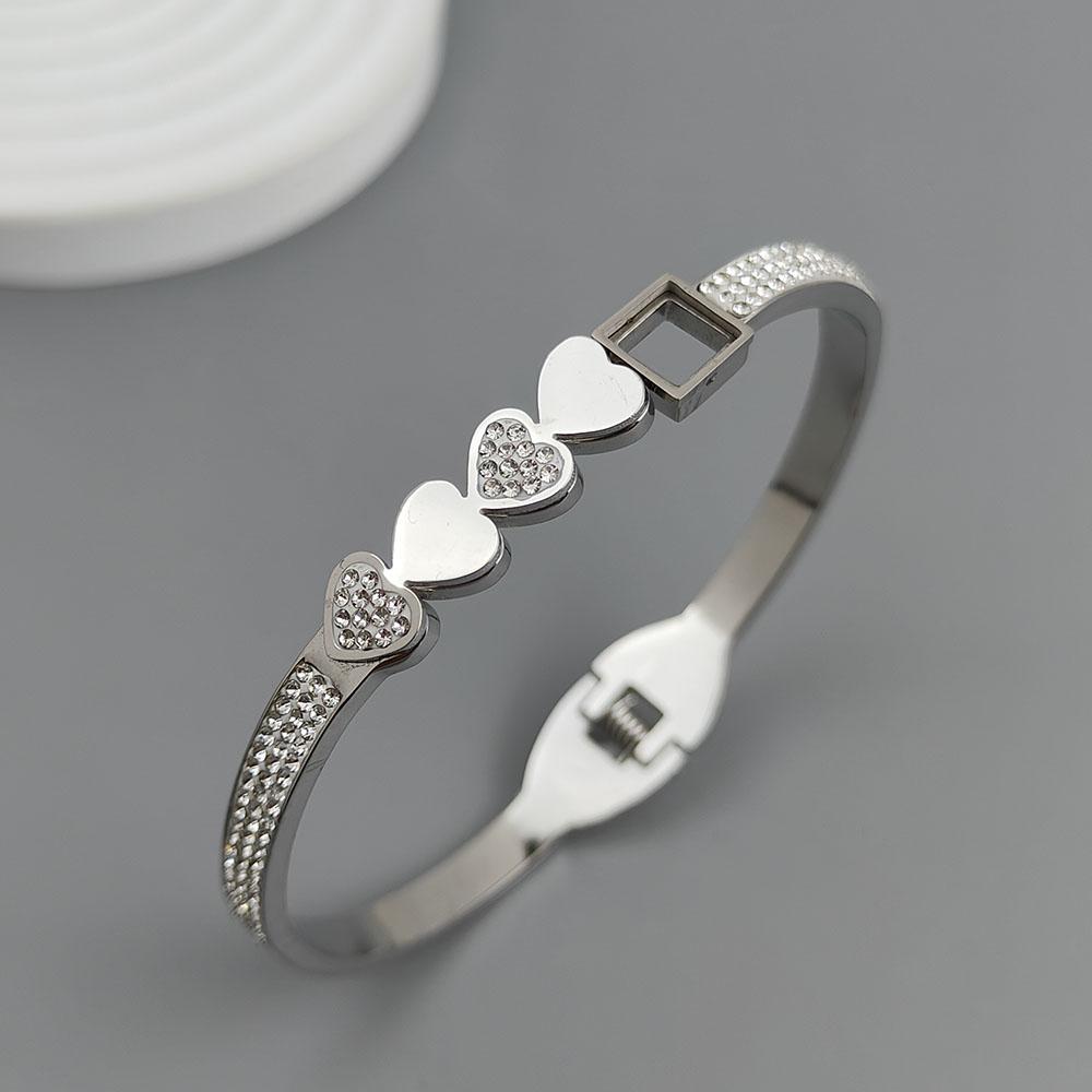 New Love Zircon Gold-plated Stainless Steel Bracelet 18K, High Quality Waterproof Couple Bracelet, Wife Gift