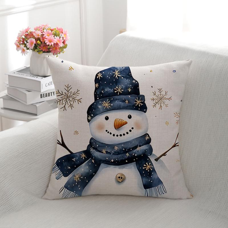 

Рождественский стиль Лен Санта Клаус Декоративная наволочка с двусторонней печатью Чехол для подушки 45 * 45-Linen single-sided (pillowcase)