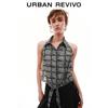 UR2026 Women's Sleeveless Plaid Tie-Front Shirt