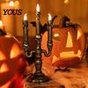 Skeleton Night Light Halloween Pumpkin Light, LED Spooky Desk Lamp, Electric Candle for Holiday Party Home Office Decoration Decorative Lamp