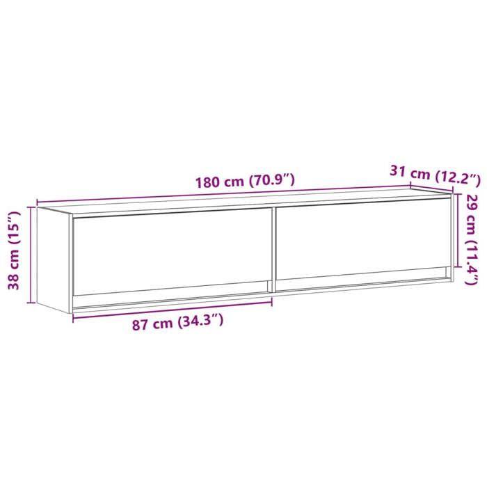 VidaXL Meuble TV mural avec LED chêne sonoma 180x31x38 cm 3307949