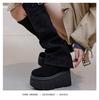 Women's 14cm Thick Sole Knee-High Boots - 2025 Autumn/Winter Irregular Pleated Solid Color