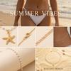 Double Layer Metal Waist Chain for Women Exquisite Imitation Pearl Starfish Pendant Belly Chains Beach Sexy Bikini Body Jewelry