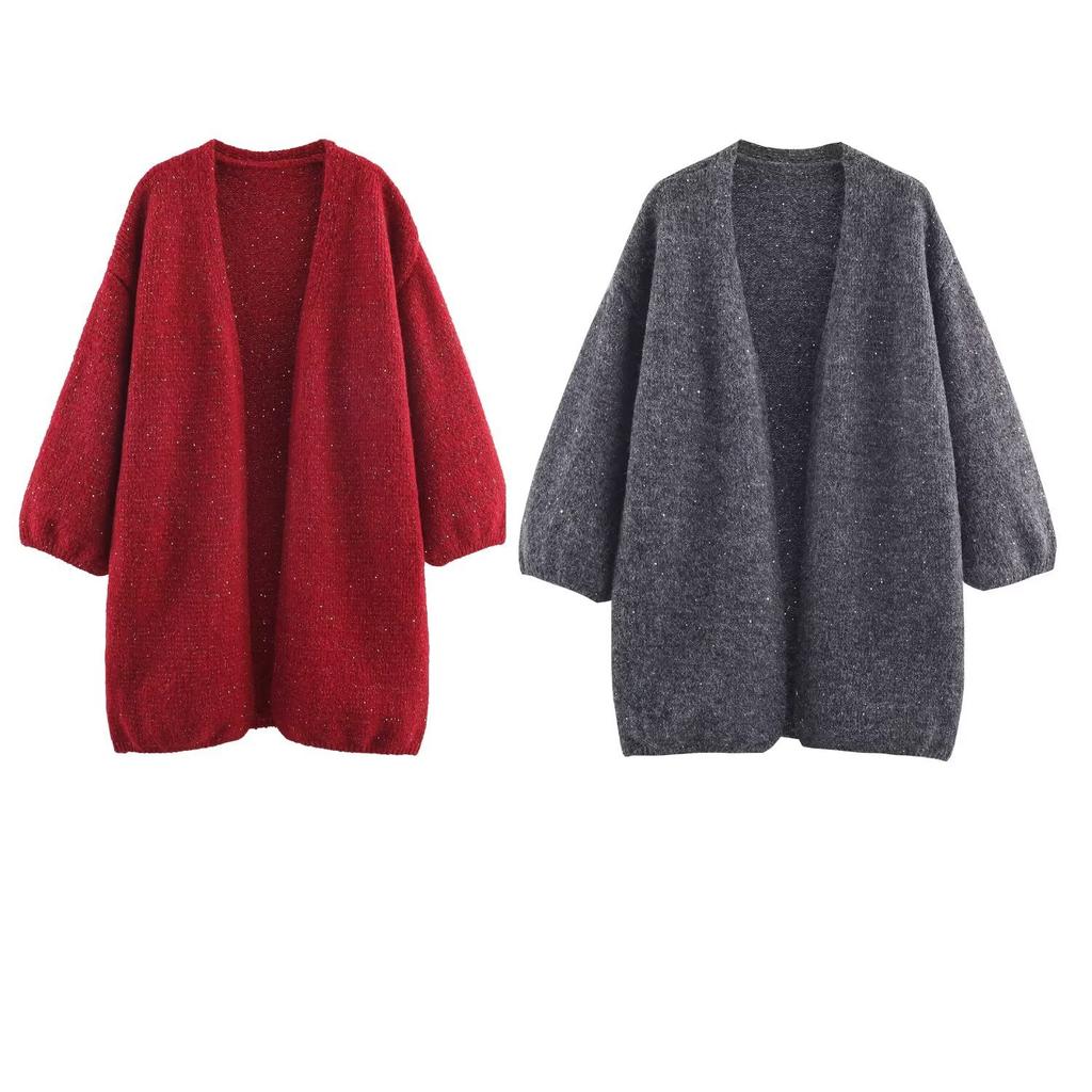 European and American style, new women's clothing, foreign style, fashionable, casual, classic, buckle-free knitted cardigan