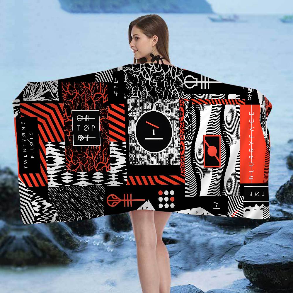 Popular T-Twenty One Pilot Band Cartoon Beach Towel Cute Kawaii Room Decor Bath Girls Children Hand Towels For Bathroom Shower