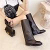 Winter Damenstiefel Mode Persönlichkeit Lederstiefel Schwarz Flache Casual Trendy Damenschuhe Hübsche Sexy Ritterstiefel
