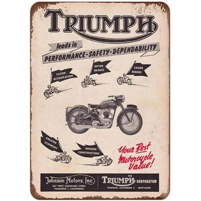 Vintage Triumph Norton Motorcycle Metal Tin Sign  Retro Iron Wall Poster for Bar Cafe Garage Home Decor  Metal Plaque Sheet