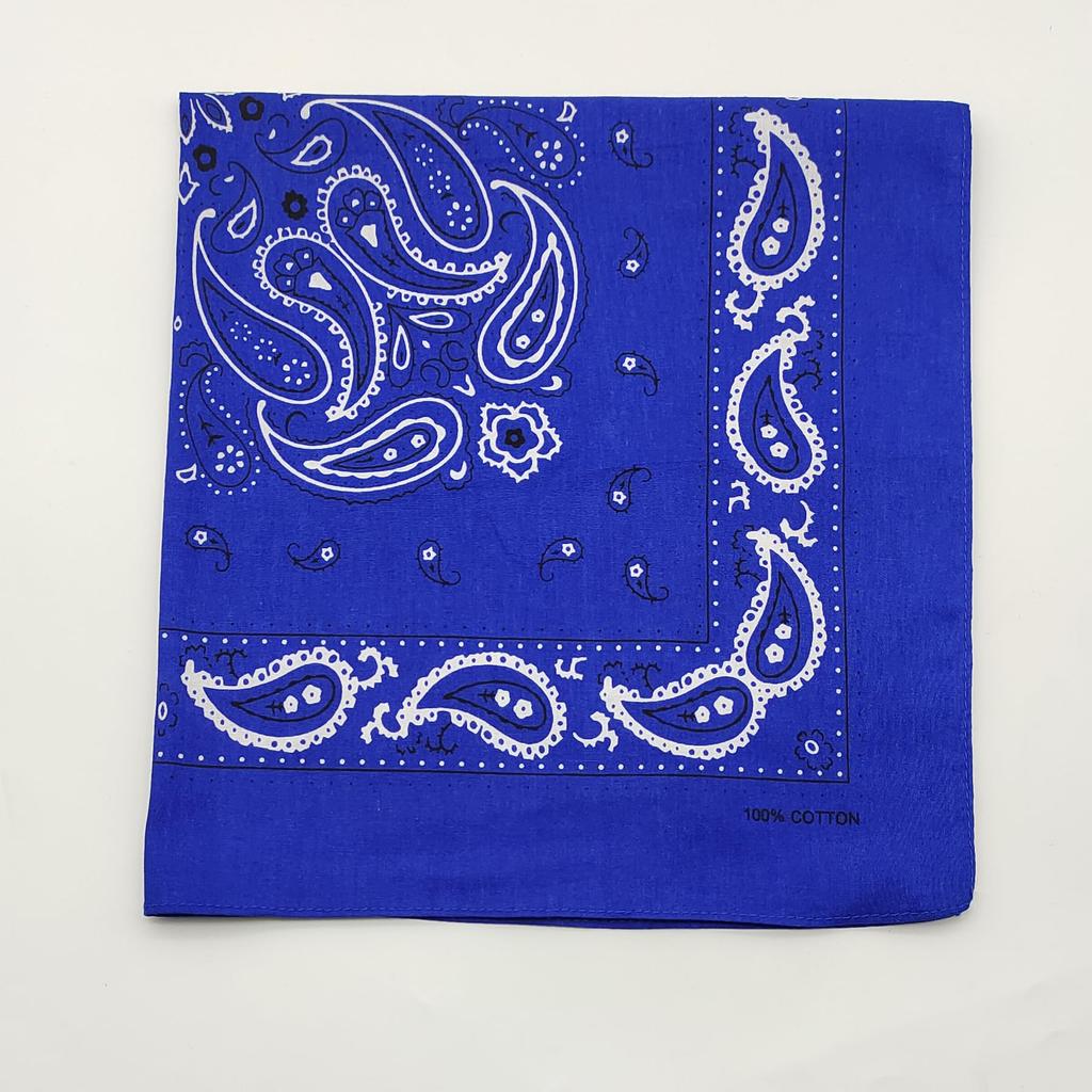Trifong Bandana Blue 100% Cotton Bandana Adults Bandana Paisley Handkerchief Cashew Nut Pattern Men's Unisex Large 55cm x 55cm