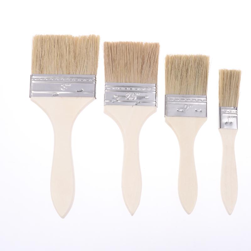 10Pcs Glue Application Wooden Handles Paint Brush Pig Mane Brushes Suitable For Art Handicrafts Plastering And Painting