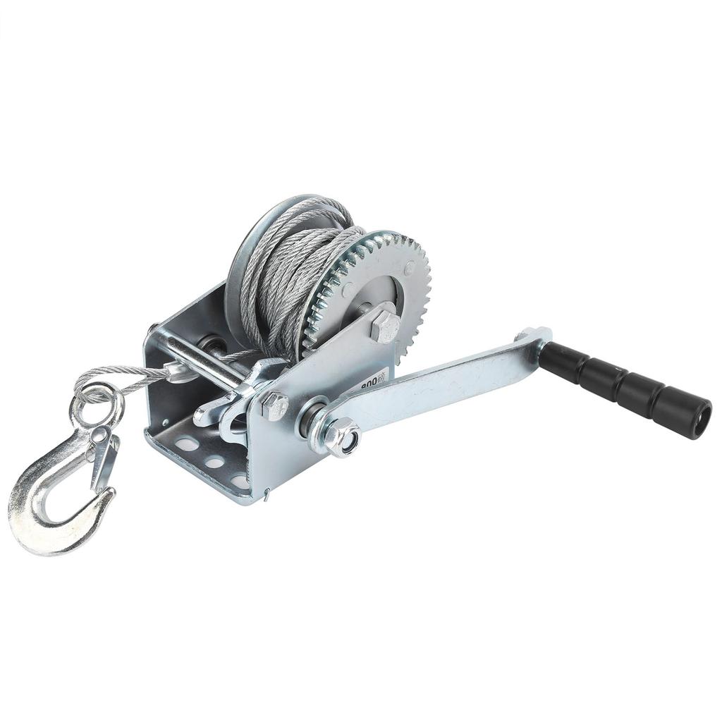 Manual Winch SelfLocking Hand Crank Lifting Sling Tool with Hook Accessories 800 Pounds