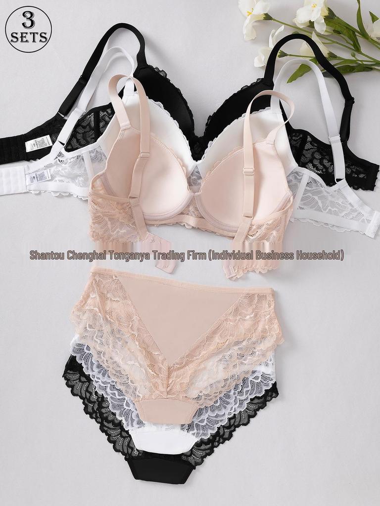 Cross-border Sexy Lace Push-up Bra Set for Women - Hot Selling