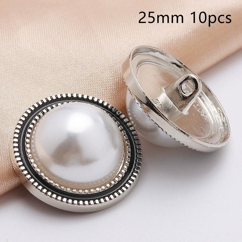 10Pcs 18/20/25Mm Flower Pearl Rhinestones Plastic Shank Buttons For Women Garment Jacket Sweater Handmade Sewing Accessories