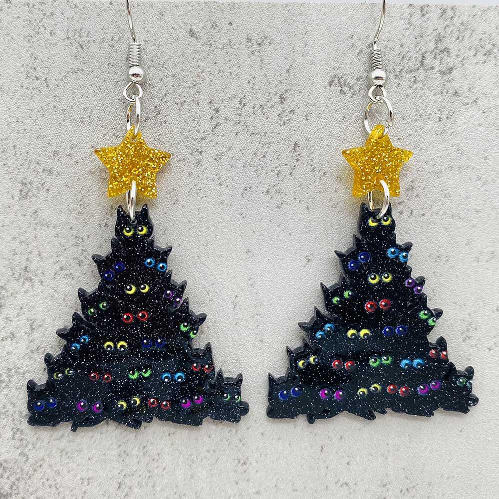 Праздничные акриловые серьги-подвески в виде рождественской елки - Красочные праздничные украшения