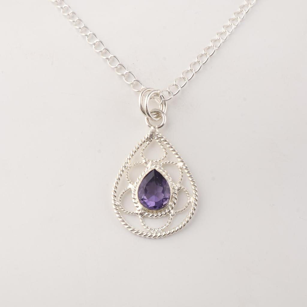Iolite Gemstone 925 Sterling Silver Statement Designer Pendant 1.40" For Wedding PP-19-6